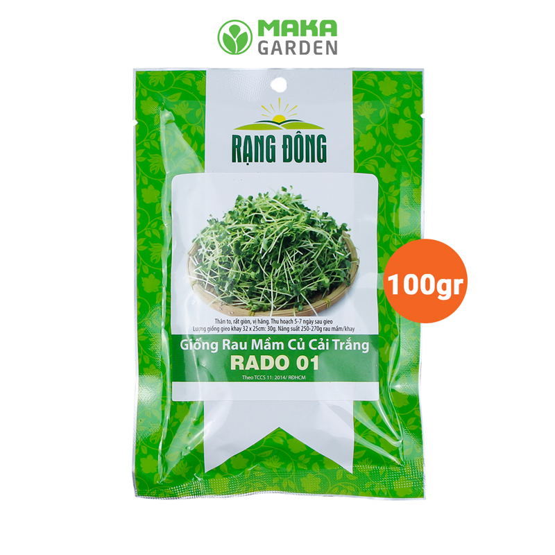 Hạt giống Rau Mầm Củ Cải Trắng Rado 01- Gói 50Gr-100Gr - Dễ Trồng, Nhanh Thu Hoạch
