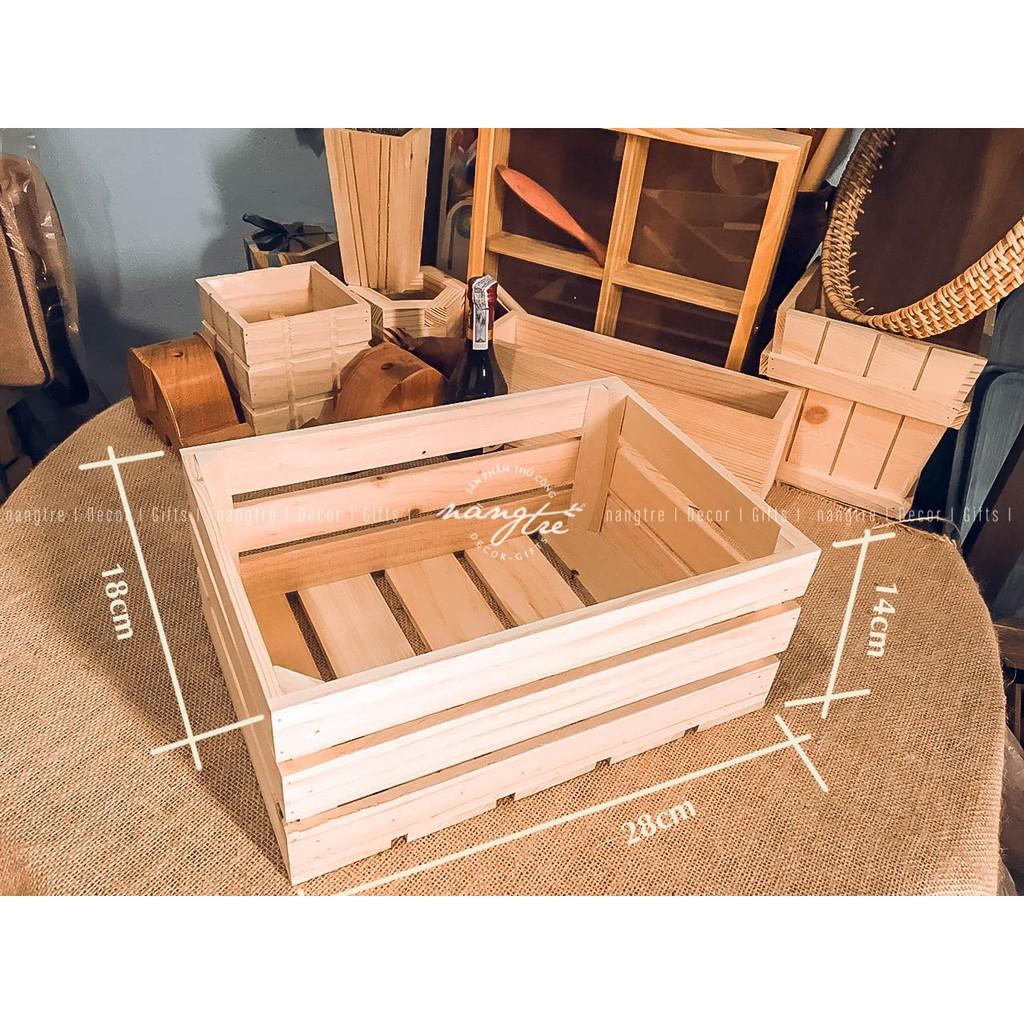 Thùng gỗ pallet chữ nhật - khay gỗ pallet