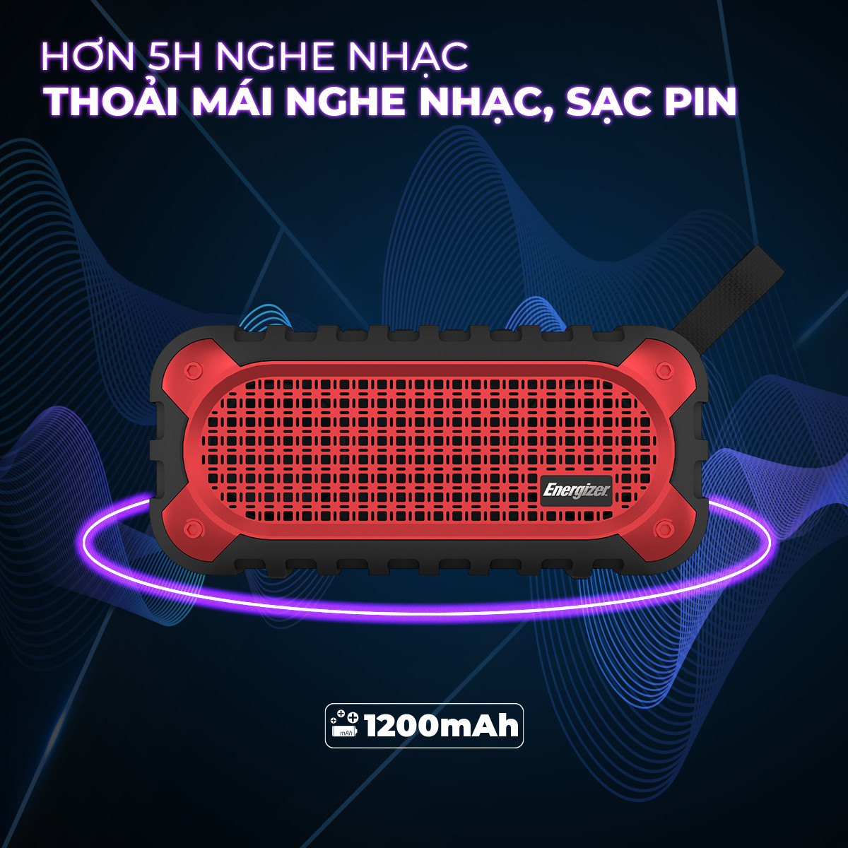 Loa Bluetooth di động Energizer BTS-106 kiêm sạc dự phòng - Kết nối bluetooth 5.0, Tích hợp micro, hỗ trợ FM radio, thẻ Micro SD, cổng sạc USB-A - HÀNG CHÍNH HÃNG