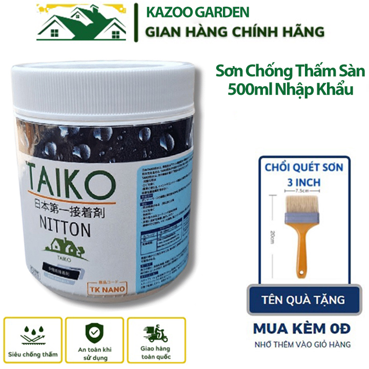 [Tặng Chổi Quét] Sơn Chống Thấm Sàn Nhà Taiyo 500ml Nhập Khẩu Nhật Chống Thấm Nền Gạch, Nhà Vệ Sinh, Tường Nhà