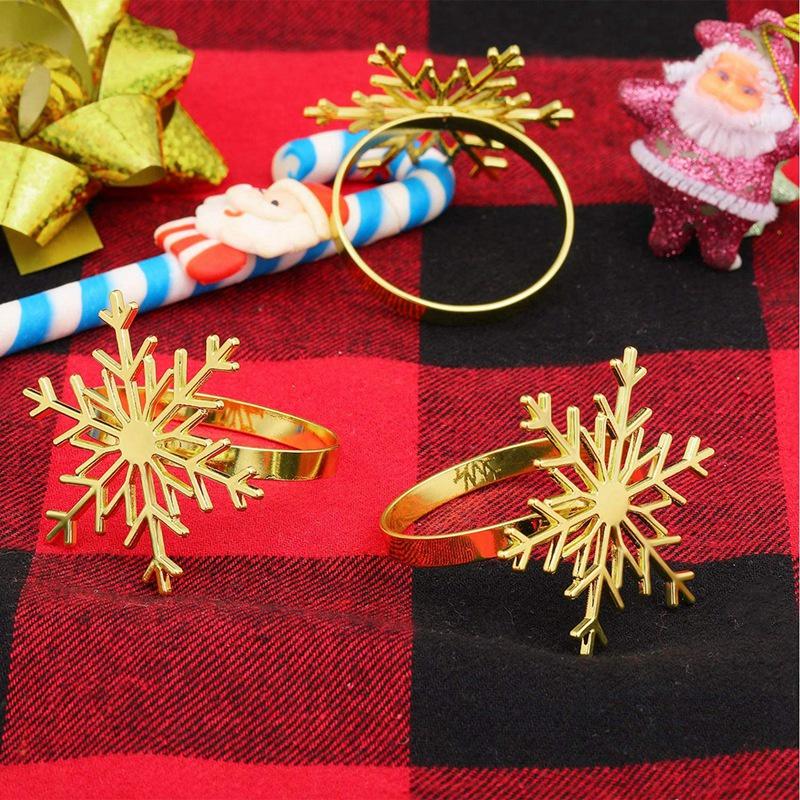 12Pcs Christmas Snowflake Napkin Rings Napkin Holder for Christmas Dinners Parties, Everyday Table Decoration Accessory
