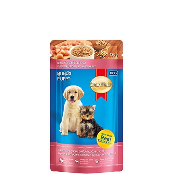 Thức ăn ướt cho chó - 130G PATE SMARTHEART HƯƠNG VỊ GÀ VIÊN NẤU SỐT DÀNH CHO CHÓ CON
