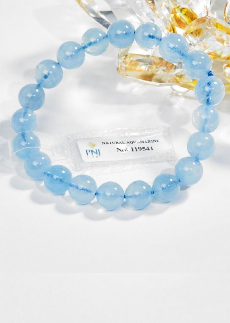 Vòng Tay Aquamarine Ngọc Biển Xanh 9MM Kèm Giấy Kiếm Định