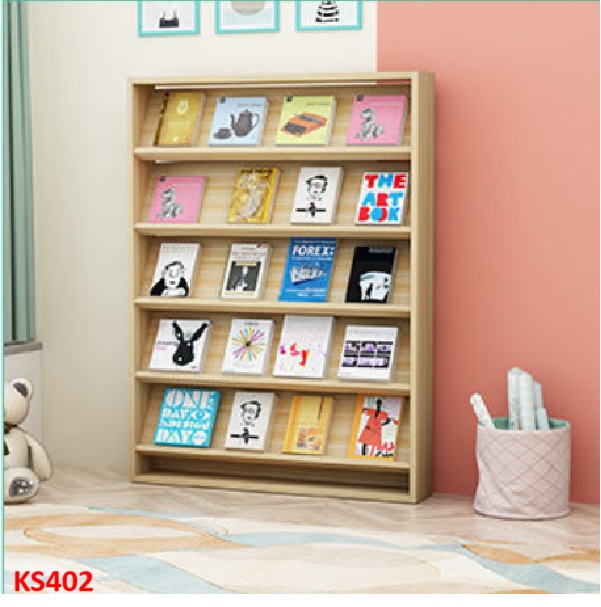 Kệ sách gỗ MDF, Kệ đựng sách báo, Kệ sách ở trường KS402 - NỘI THẤT LẮP RÁP VIENDONGADV