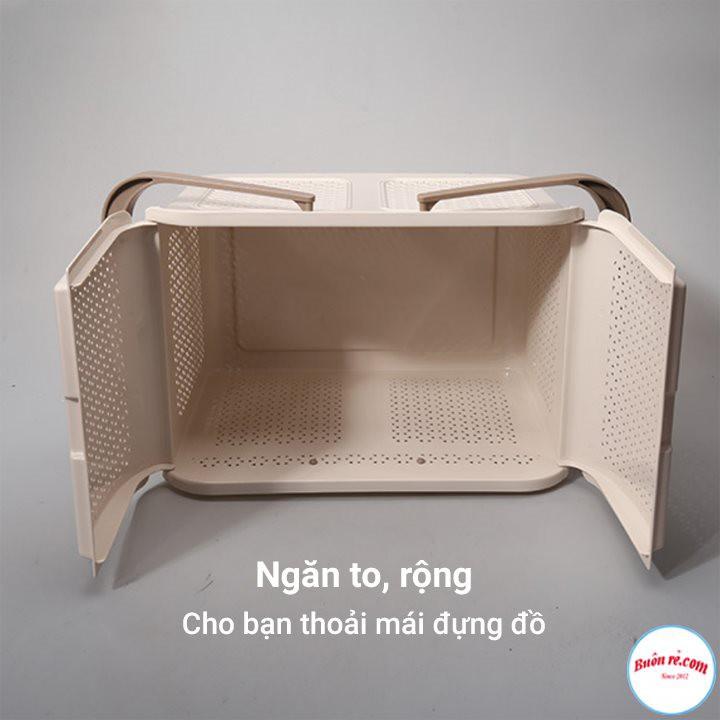 Làn nhựa đựng đồ đi sinh, giỏ đựng quần áo có nắp mây quai xách Việt Nhật cho mẹ và bé màu sắc nhã nhặn