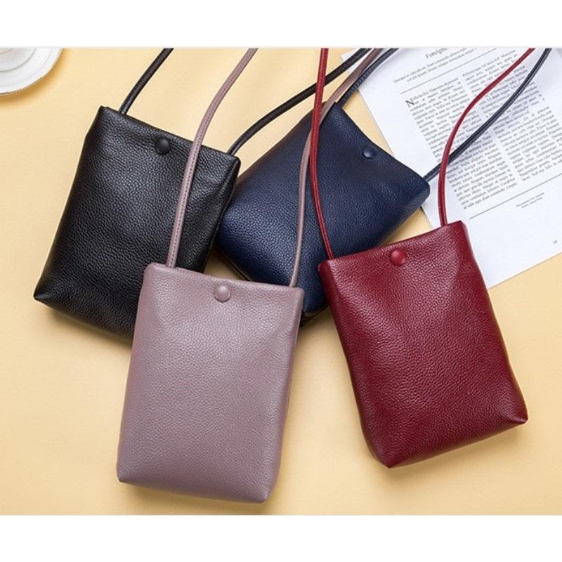 Da Mềm Mini Xô Nữ Đeo Chéo Túi Xách Phụ Nữ Túi Đựng Điện Thoại Nhỏ Nữ Đeo Vai Nữ Túi