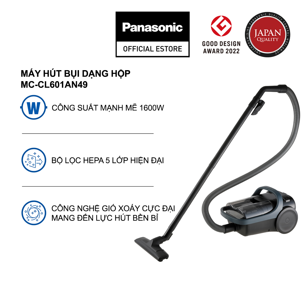 Máy Hút Bụi Dạng Hộp Panasonic MC-CL601AN49 - Công suất 1600W - Công nghệ gió xoáy cực đại - Bộ lọc HEPA hiện đại - Hàng chính hãng