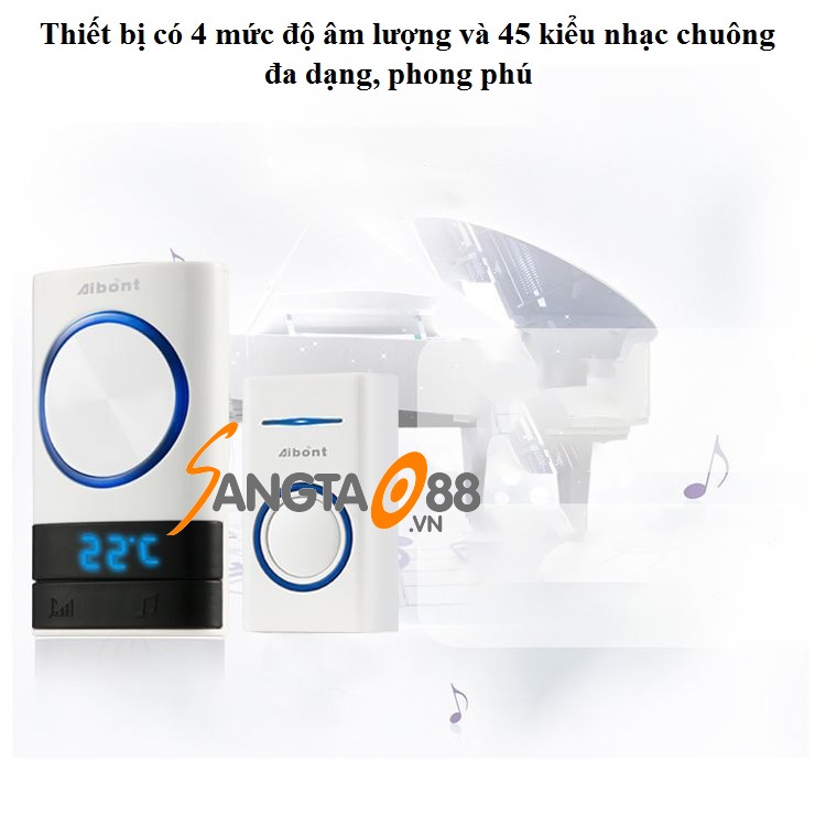 Chuông Đôi Không Dây Hiển Thị Nhiệt Độ Aibont P189-WW
