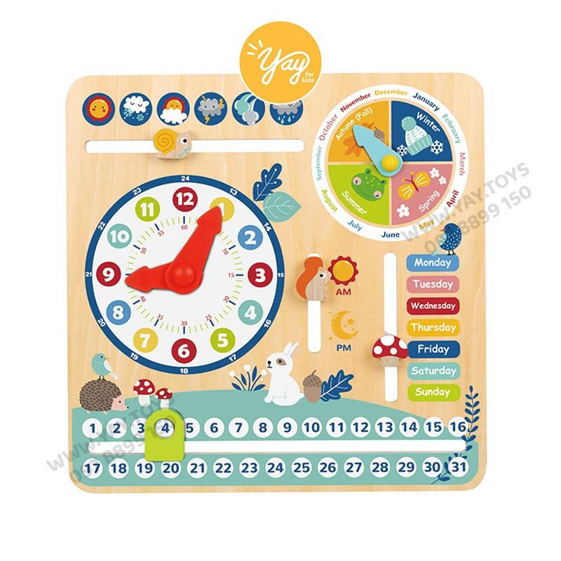 Lịch Gỗ Giáo Cụ Montessori Tiếng Anh Cho Bé 3+ Tooky Toy