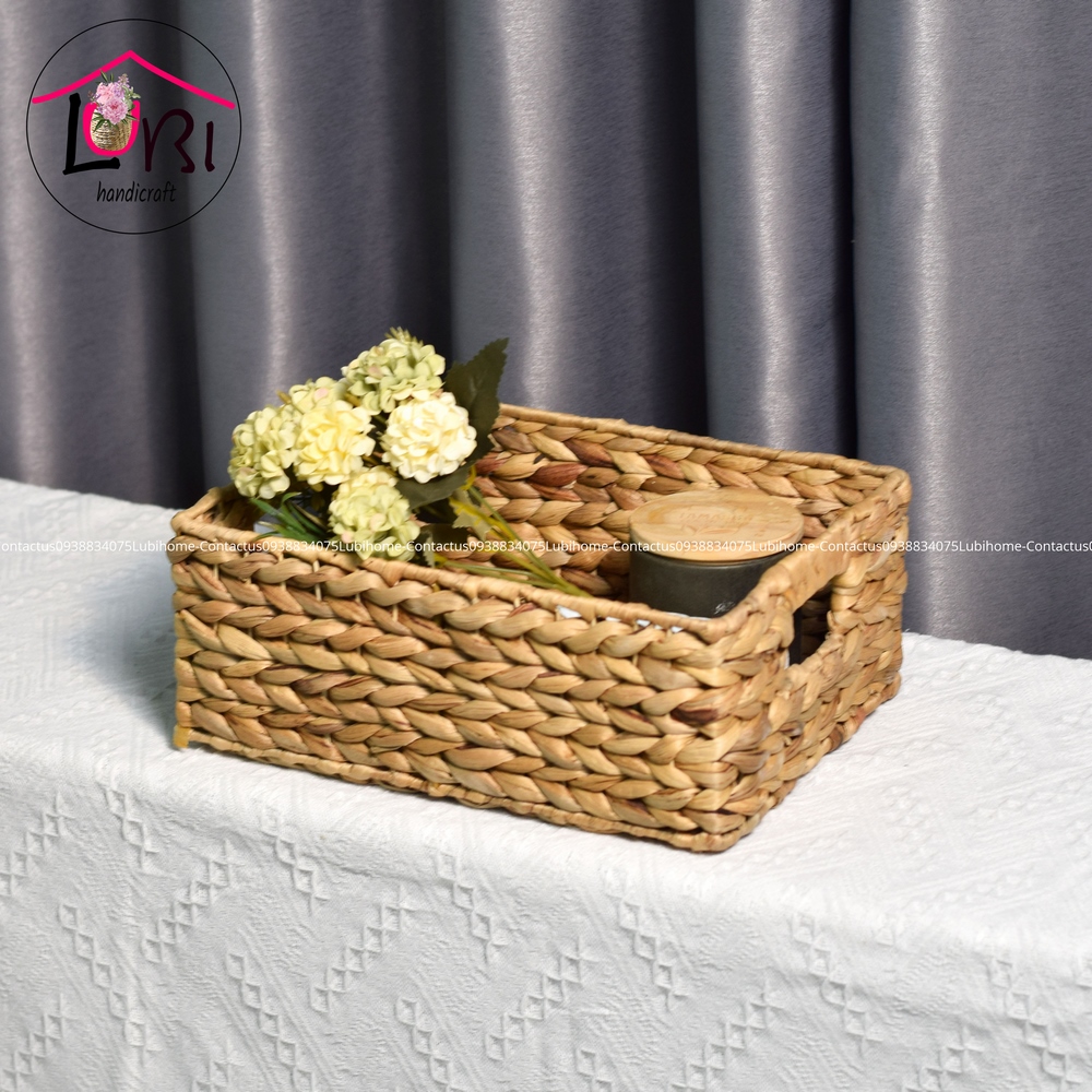 Lubihandicraft - Sọt đựng đồ lục bình hình chữ nhật bộ 3 - đơn giản, mộc mạc
