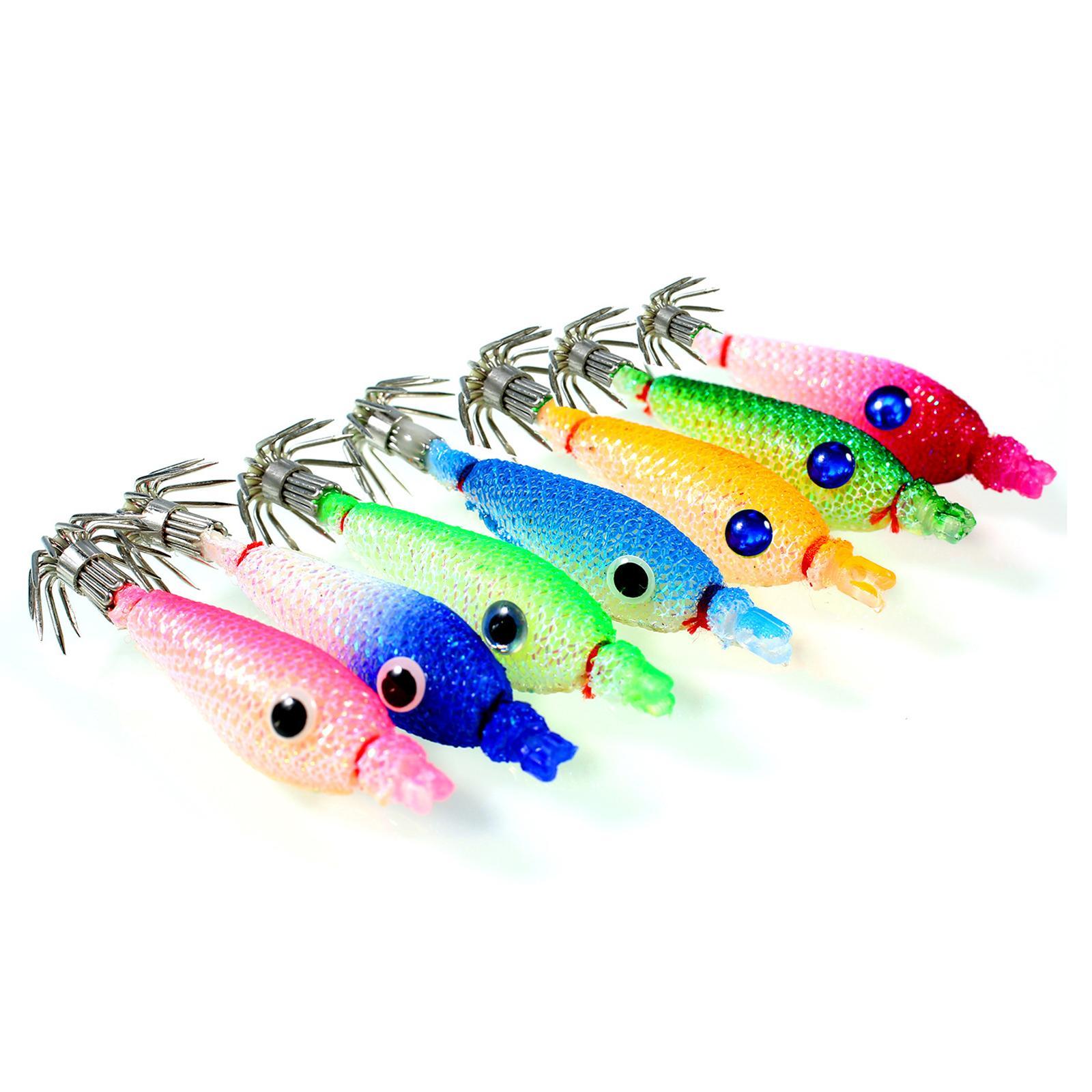 7Pcs Luminous Squid Jig Hooks Sea Fishing Tackle Glow Squid Jigs Squid Hooks