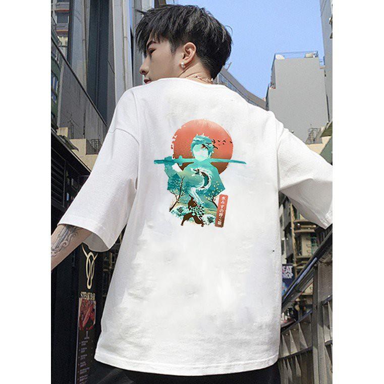 Áo thun unisex form rộng họa tiết phong cách Nhật Bản vải dày mịn 2020T2435