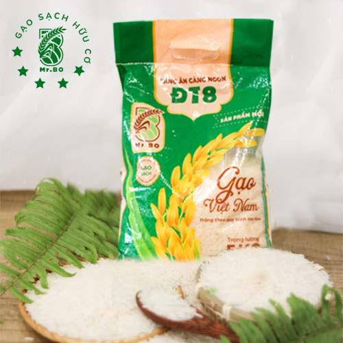 Gạo Đài thơm ĐT8 Mr. Bo túi 5kg thơm nhẹ, ngọt dẻo mềm cơm