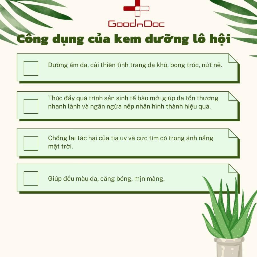 Kem Lô Hội Kem Dưỡng Cấp Ẩm Trắng Sáng Tái Tạo Da Chống Lão Hóa GoodnDoc Aloe Vera Hydra Soothing Cream