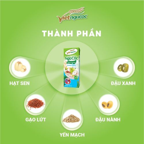 Thùng 40 Hộp Sữa Ngũ Cốc Dinh Dưỡng VIỆT NGŨ CỐC Hương Dừa Thơm Béo Uống Liền 180ml/Hộp