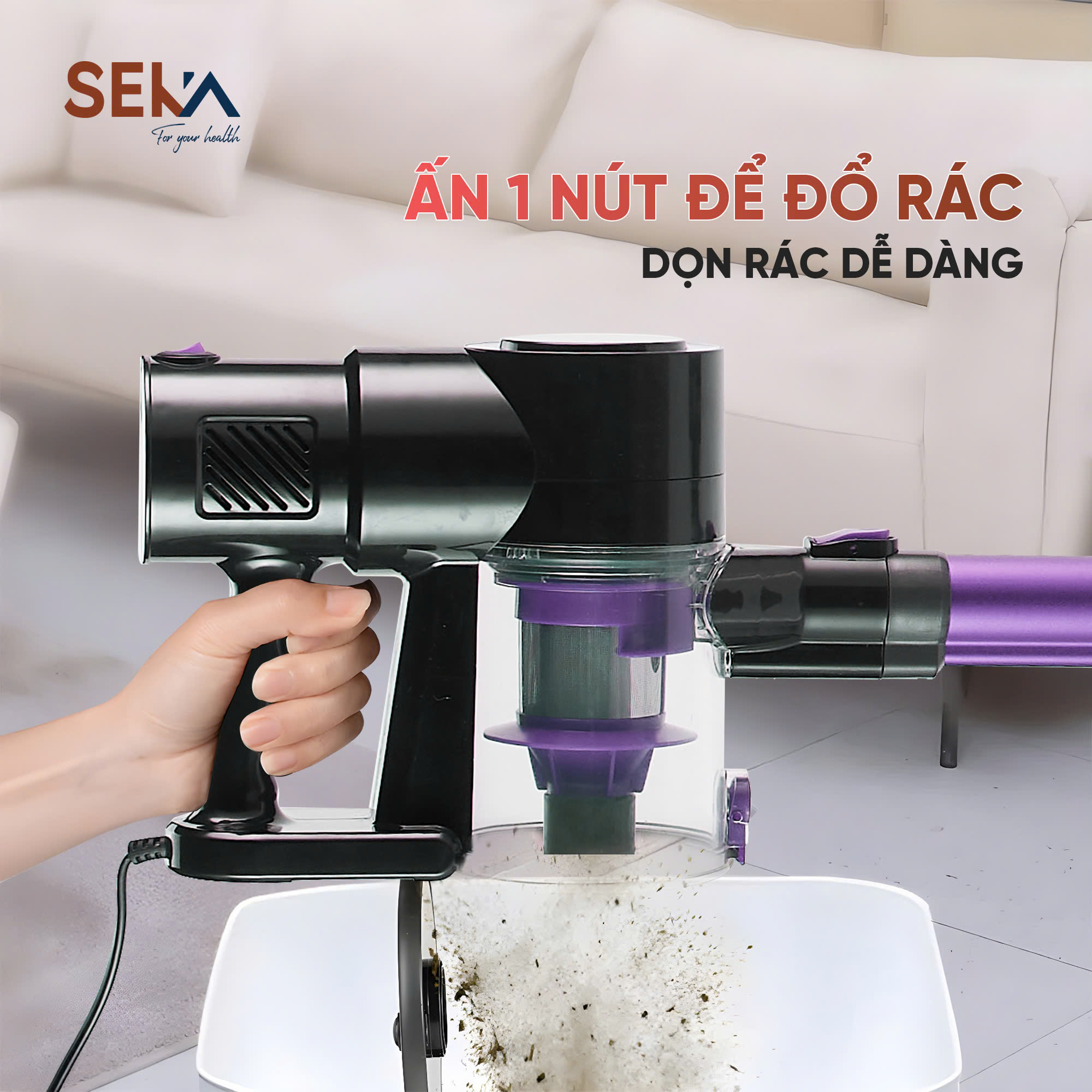 Máy Hút Bụi Cầm Tay SEKA SK-09MAX PLUS Nâng Cấp Toàn Diện, Hút Bụi Lau Sàn, Tự Động Làm Sạch Con Lăn - Hàng Chính Hãng