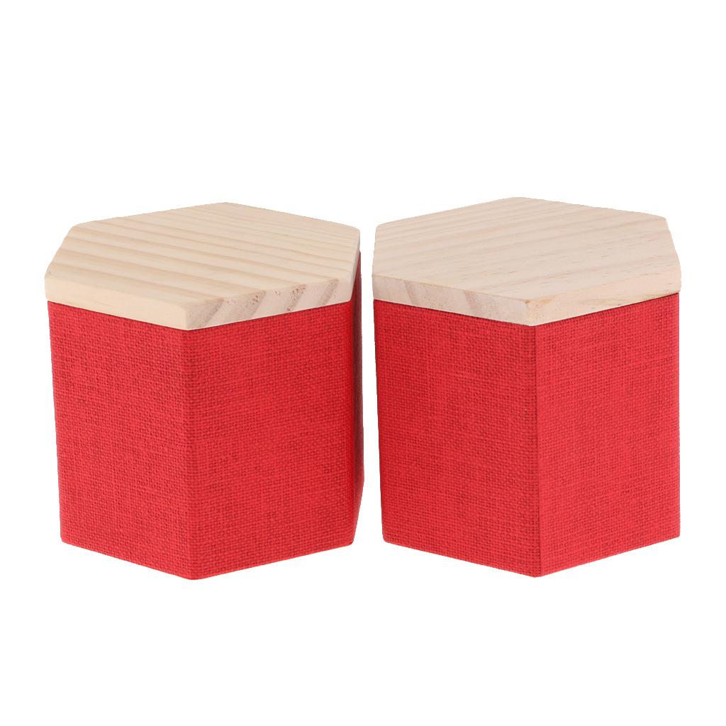 2Pcs Wood Lid Tea Storage Box Organizer Container Tea Caddy Container Red