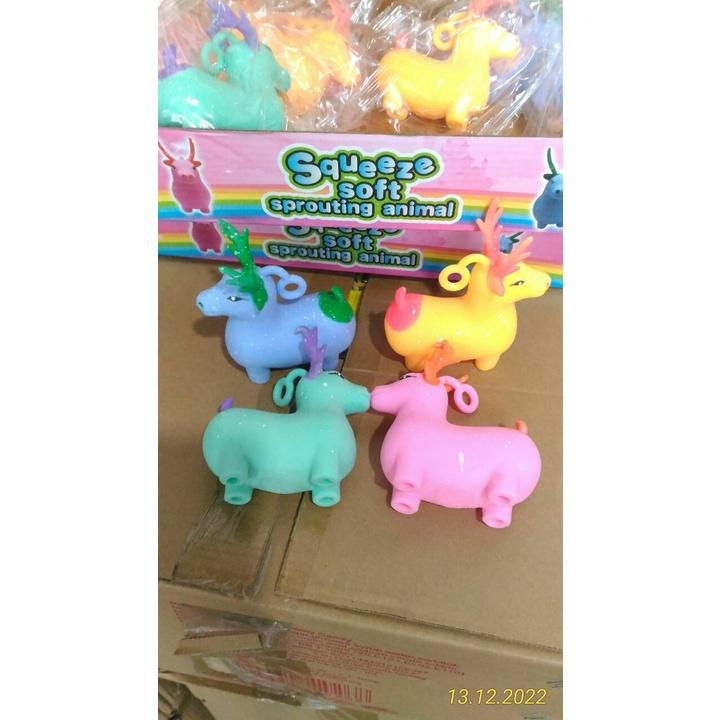 Thú bóp giảm stress - Thú dẻo bóp Treo Móc Khóa -Thỏ - Chú Nai - silicon bóp dẻo Có đèn Chớp