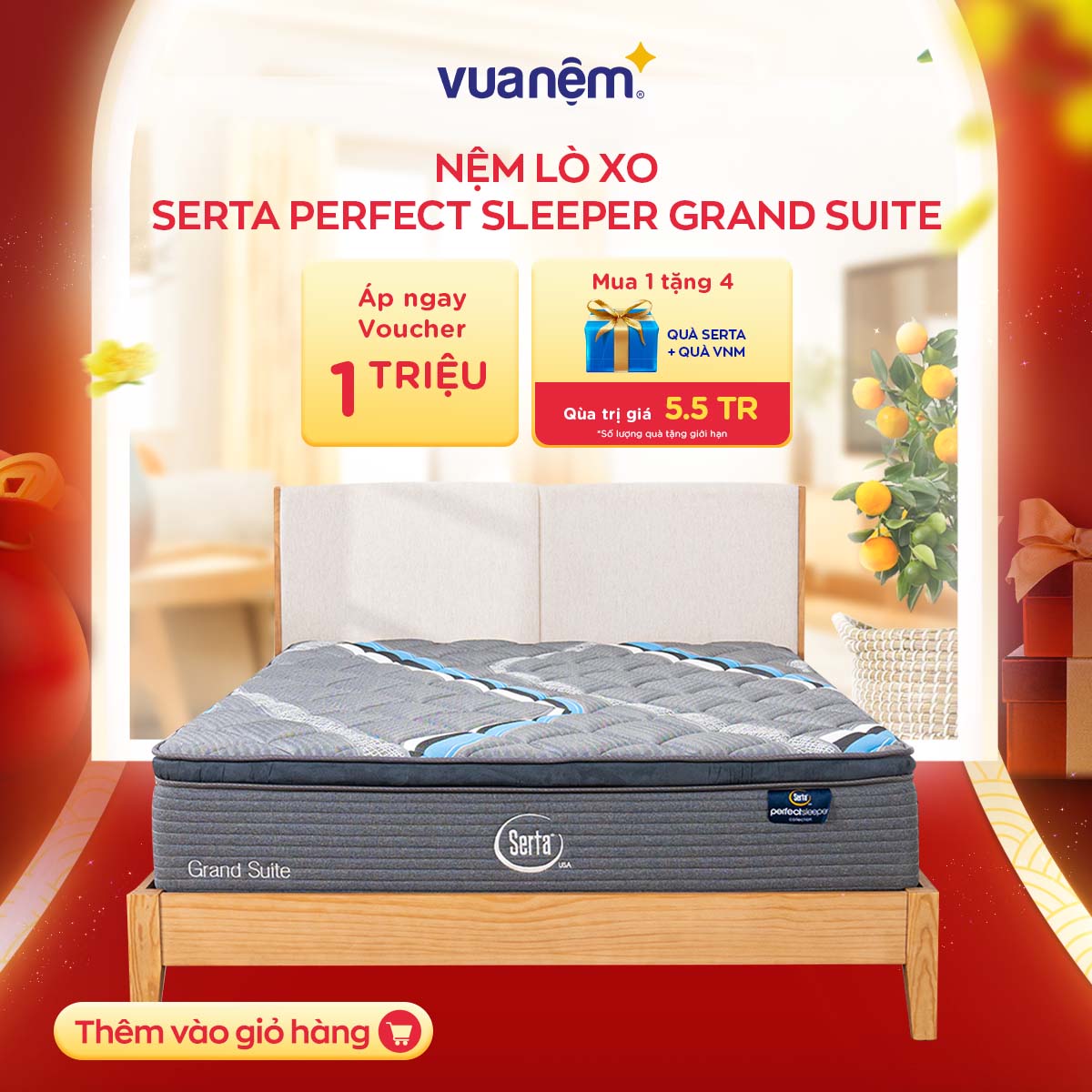 Nệm lò xo nhập khẩu Serta Perfect Sleeper Grand Suite 30 cm