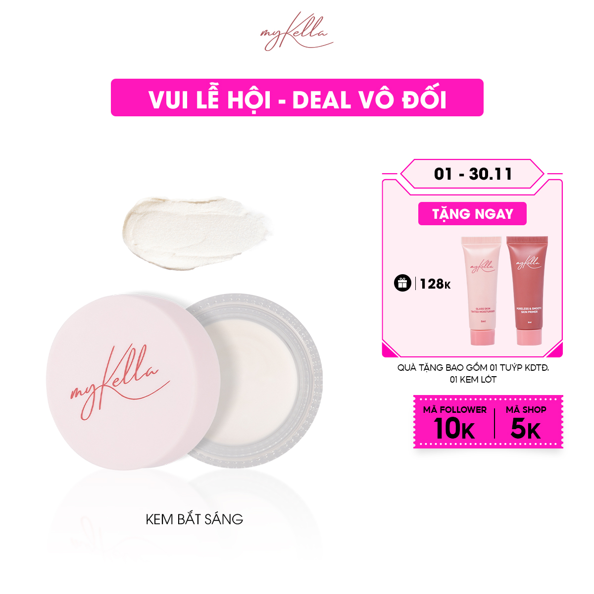 Má Hồng Dạng Kem myKella Trang Điểm Má - Môi - Mắt 3in1 - Multi Purpose Balm Peach Bắt Sáng 8.5g