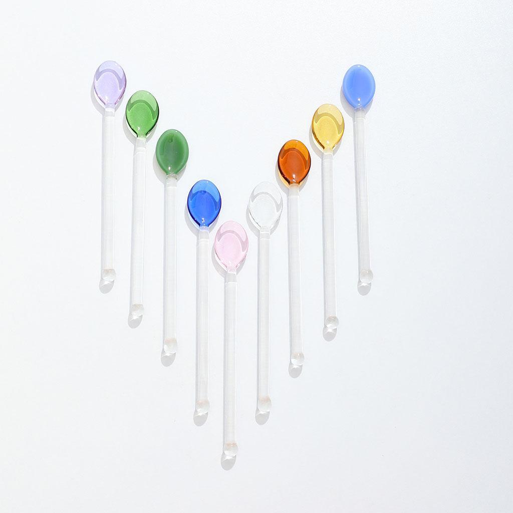 2Pcs Glass Teaspoons Safe Stirring Spoon for Stirring Coffee Bar