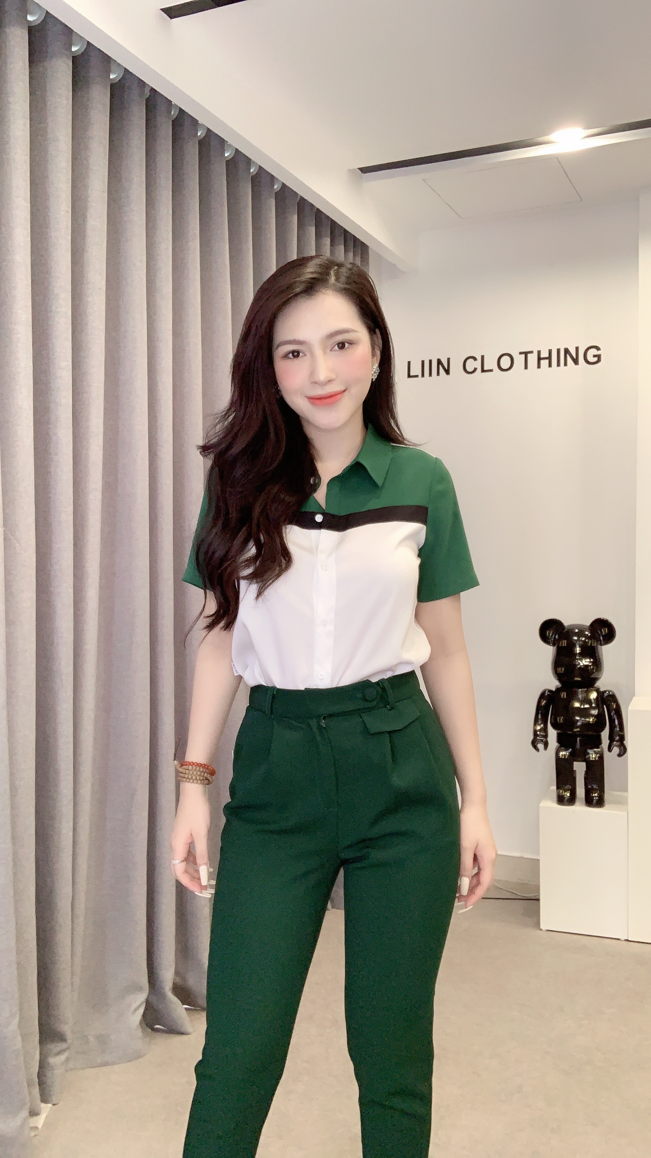 Áo sơ mi ngắn tay mix màu xanh trắng phong cách trẻ trung, dễ phối đồ LINBI SM4368