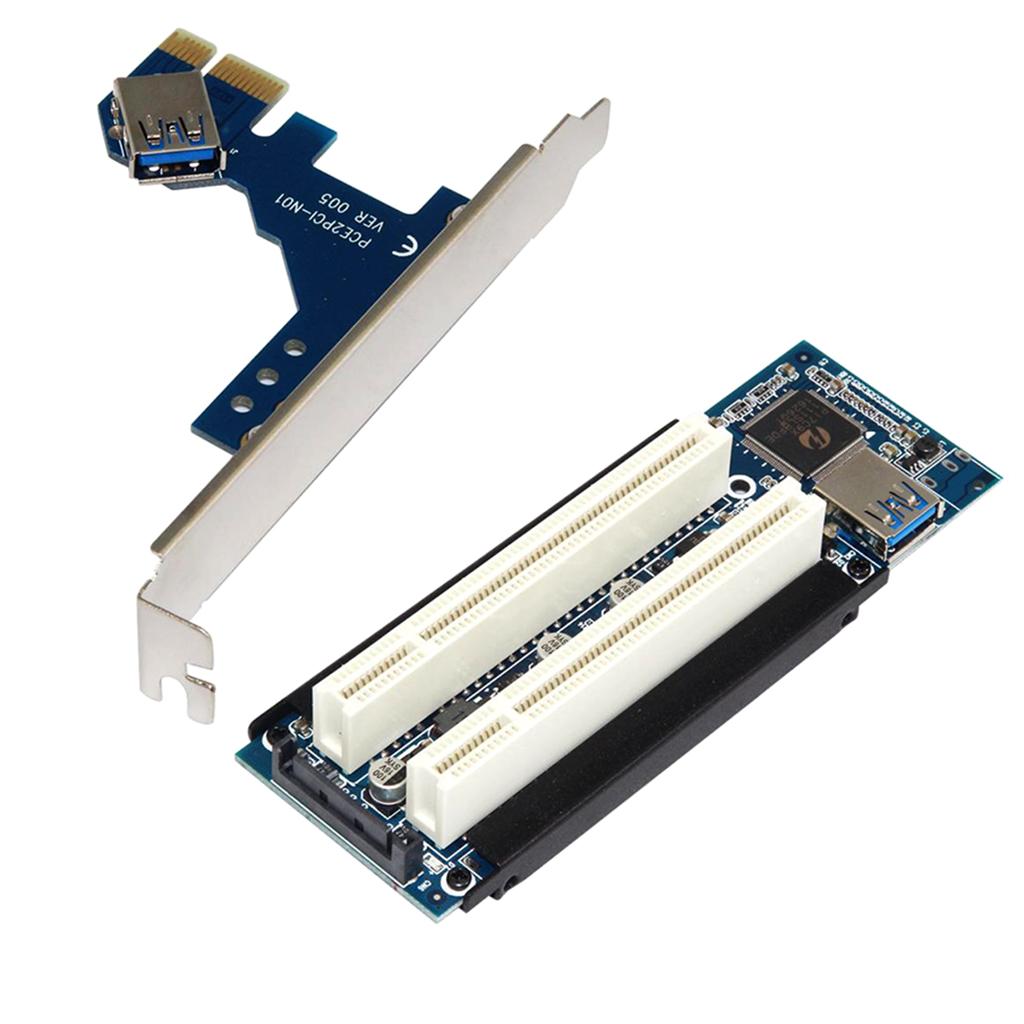 PCI-E Express X1 To Dual PCI Riser Extender Card Adapter With USB 3.0 Cable