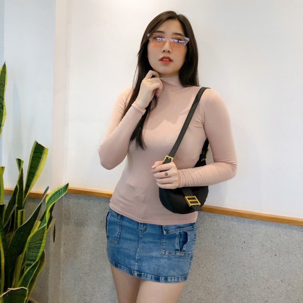 Áo Thun Giữ Nhiệt Nữ BODY Tay Dài Cổ Lọ Màu Trơn