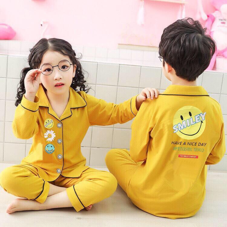 Bộ pizama cho bé trai bé gái xinh xinh dễ thương ấm áp mùa mưa xanh và vàng