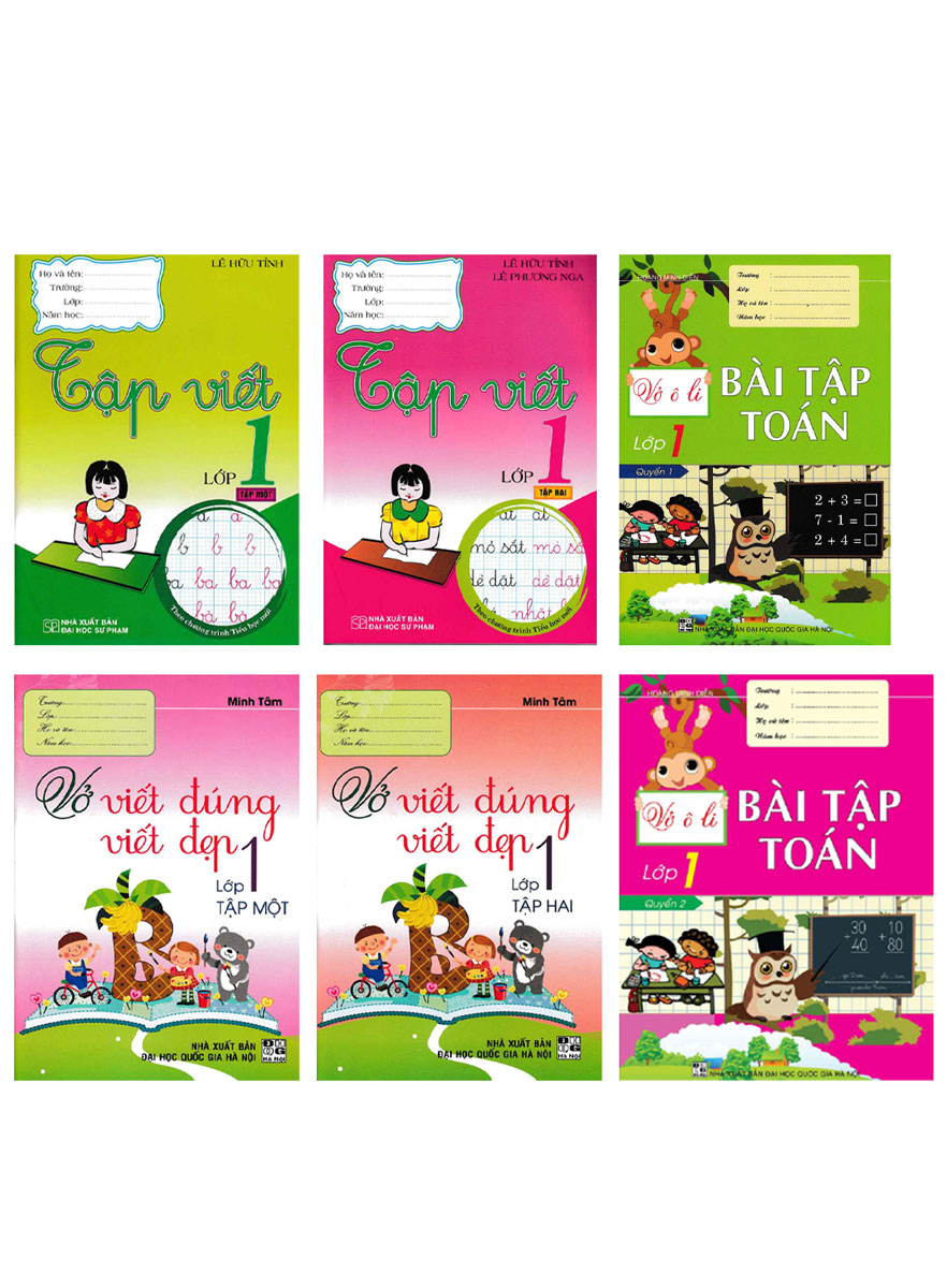 COMBO VỞ TẬP VIẾT + VỞ BÀI TẬP TOÁN LỚP 1