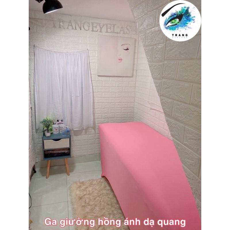 Ga trãi giường hồng ánh dạ quang, Ga bọc giường spa- nối mi - phun xăm - Filler (sẵn)