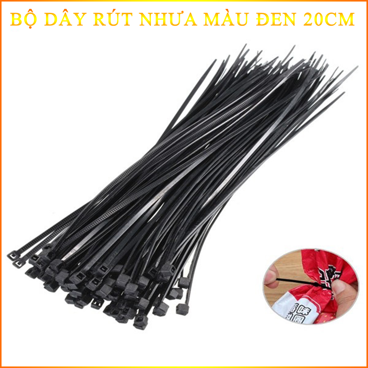 Bộ Dây Rút Nhựa 20Cm Màu Đen Tiện Dụng (Bộ Từ 80 Sợi)