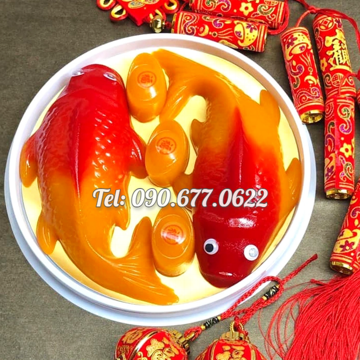 Khuôn làm bánh, rau câu, khuôn ép xôi, giò chả 2 con cá chép – Loại 30 cm - Mã số 1743