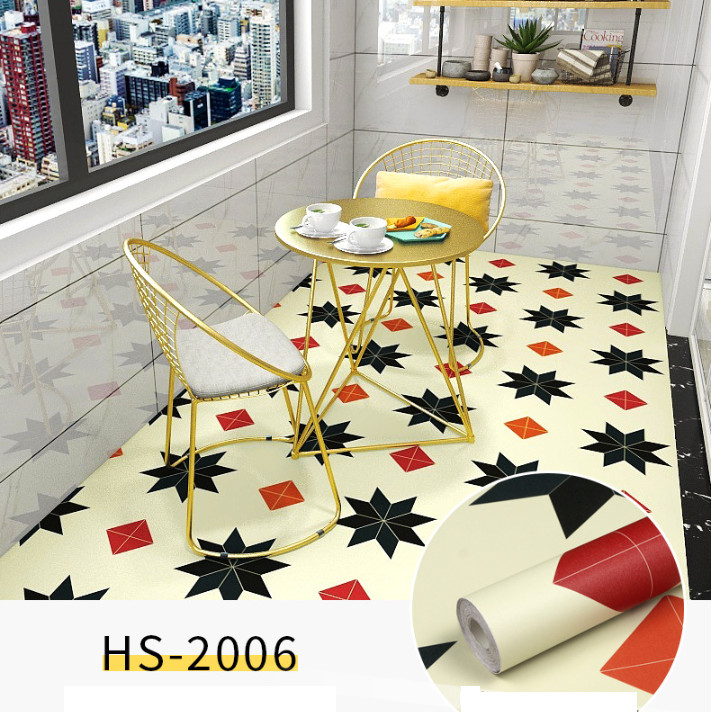 COMBO CUỘN 3 mét decal giấy dán nền dán sàn nhà Ô TÁM CÁNH HS2006 KHỔ 60CM KEO SẴN