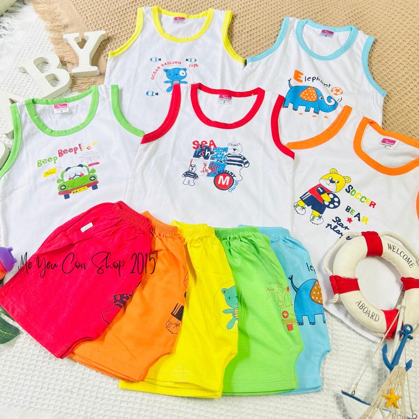 (5-13kg) Bộ Quần Áo Ba Lỗ Cotton Mềm, Thoáng Mát, Thấm Hút Mồ Hôi Cho Bé Trai Mặc Hè - Cam