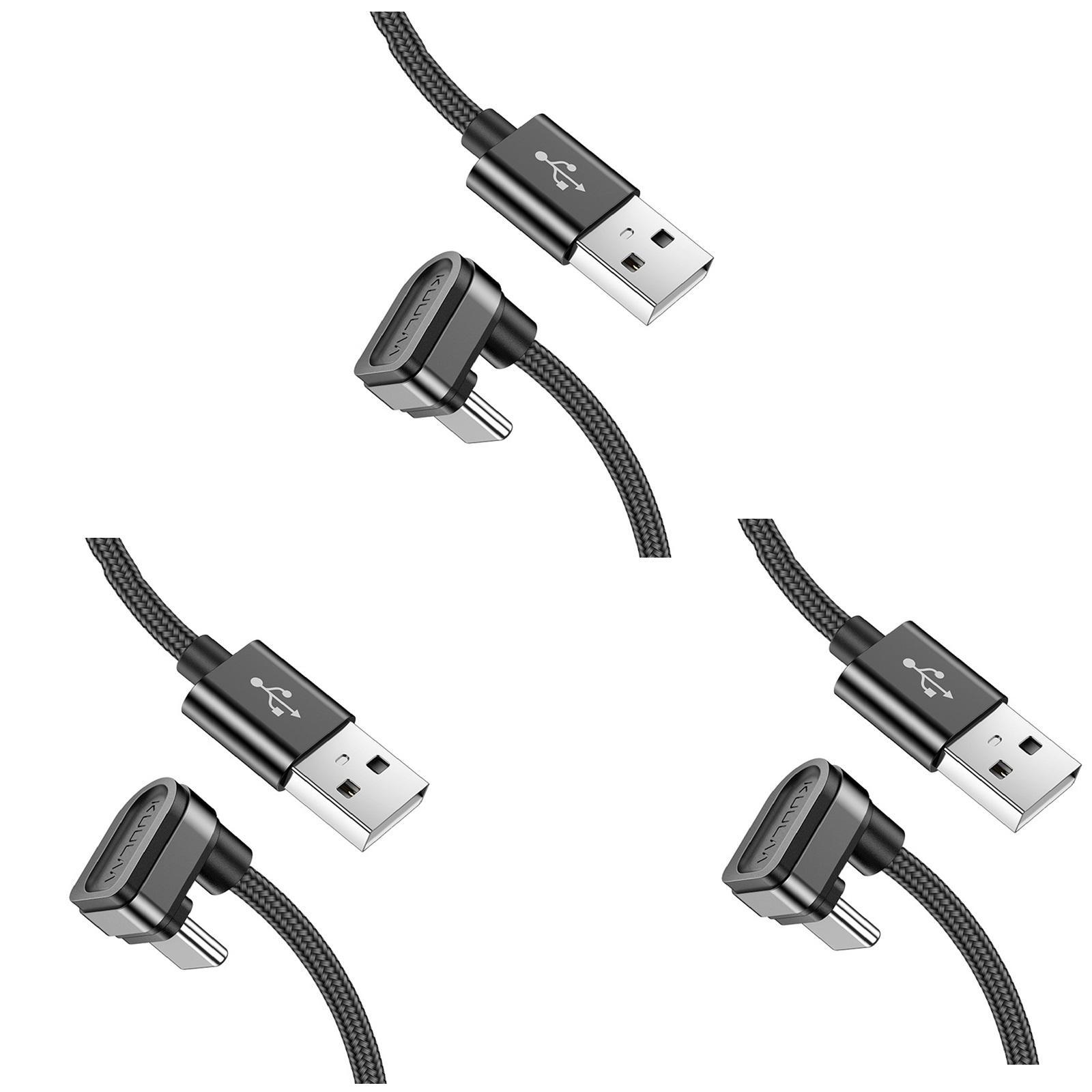 3 X USB C Cable   Flexible for Most Type C Devices Black