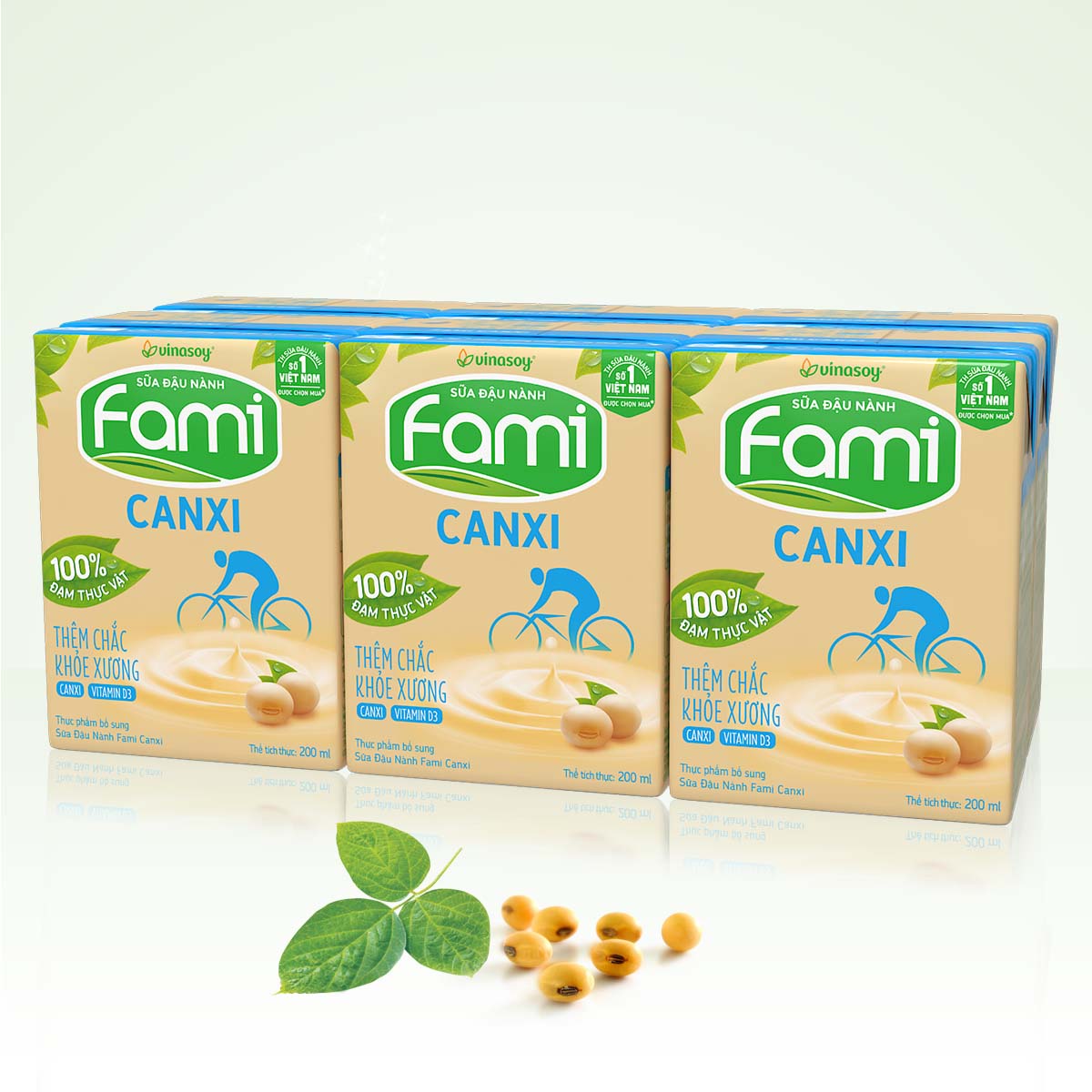 Thùng sữa đậu nành Fami Canxi Nguyên vị (200ml x 36 hộp