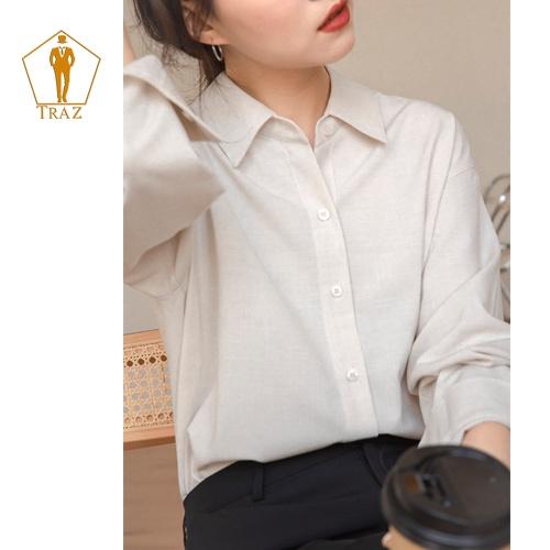 Áó Sơ Mi Trắng Nữ TRAZ Phom Dáng Suông Unisex Basic Dài Tay Cực Xinh