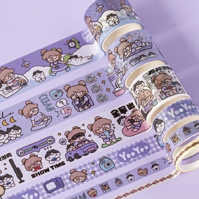 Set hộp quà tặng dễ thương kèm sổ tay sticker, washi, giấy note và móc khoá xinh và miếng nam châm chặn giấy