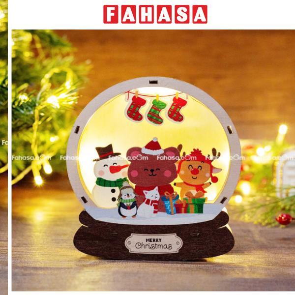 Đèn Gỗ Trang Trí Giáng Sinh - Bách Mộc - Quả Cầu Gấu Nâu