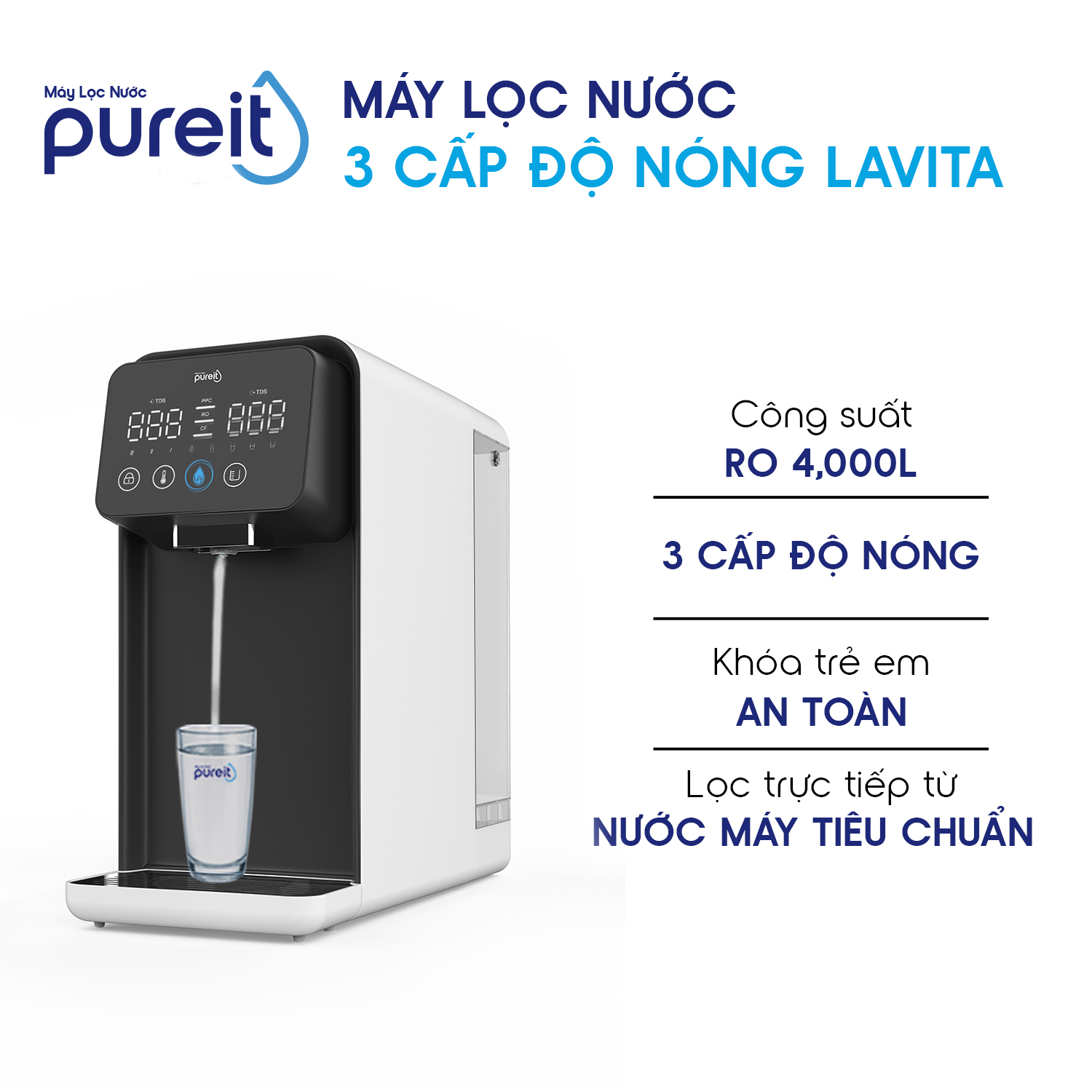 [COMBO TIẾT KIỆM] Máy Lọc Nước Pureit Lavita và Lõi lọc CF, Lõi lọc PPCF - Hàng chính hãng