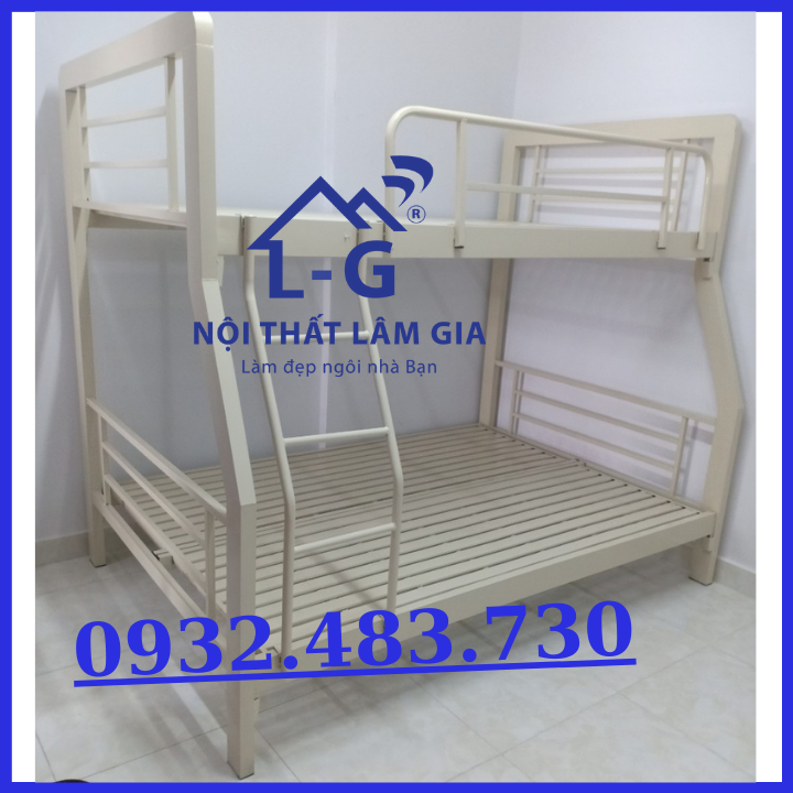 Giường tầng sắt hộp cao cấp 1m4x1m6x2m bền đẹp