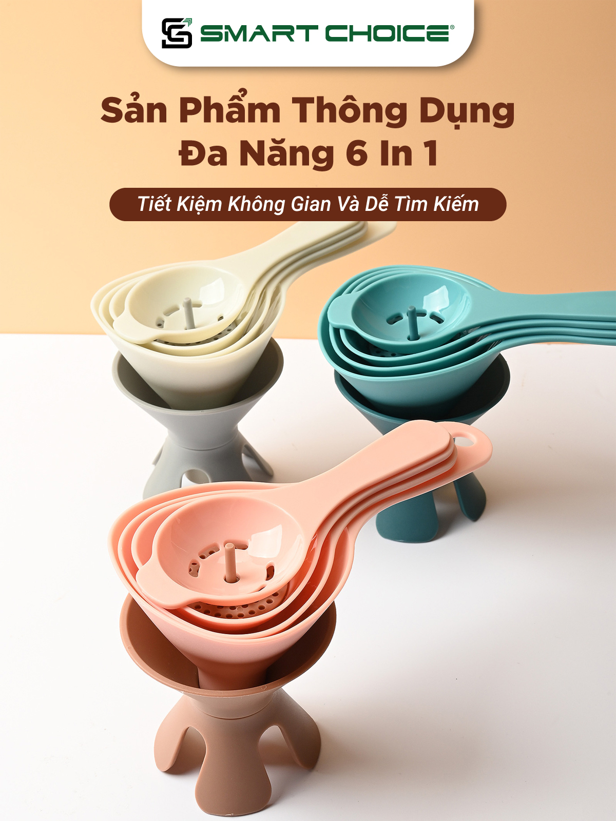 Phễu Đa Năng 6 In 1 SMARTCHOICE 3 Màu Cao Cấp- Chịu Nhiệt Tốt Tiện Dụng Cho Nhà Bếp SCG-PK092