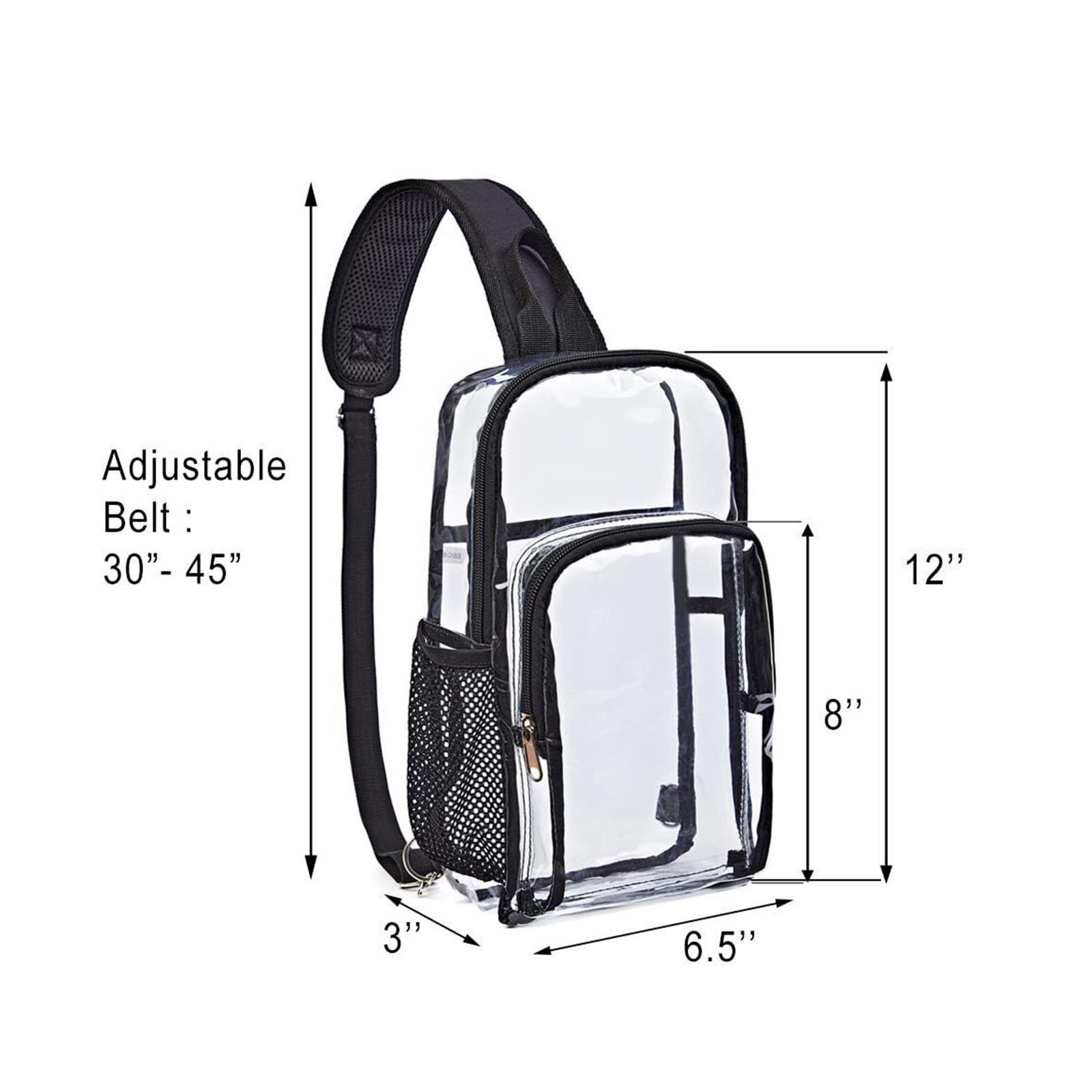 Clear  Bag Transparent Chest Daypack Casual with Mesh Water Bottle Holder Purse Shoulder Bag Crossbody Backpack for Beach Biking Travel