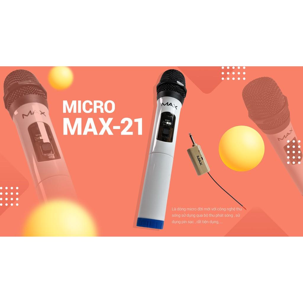 Micro không dây đa năng Max 21 sử dụng cho mọi loại thiết bị âm thanh - phù hợp cho loa kéo, loa bluetooth, amply giá rẻ