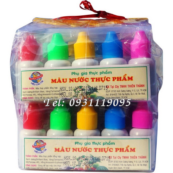 Bộ 10 màu thực phẩm làm bánh, rau câu, xôi – Mã số 1292