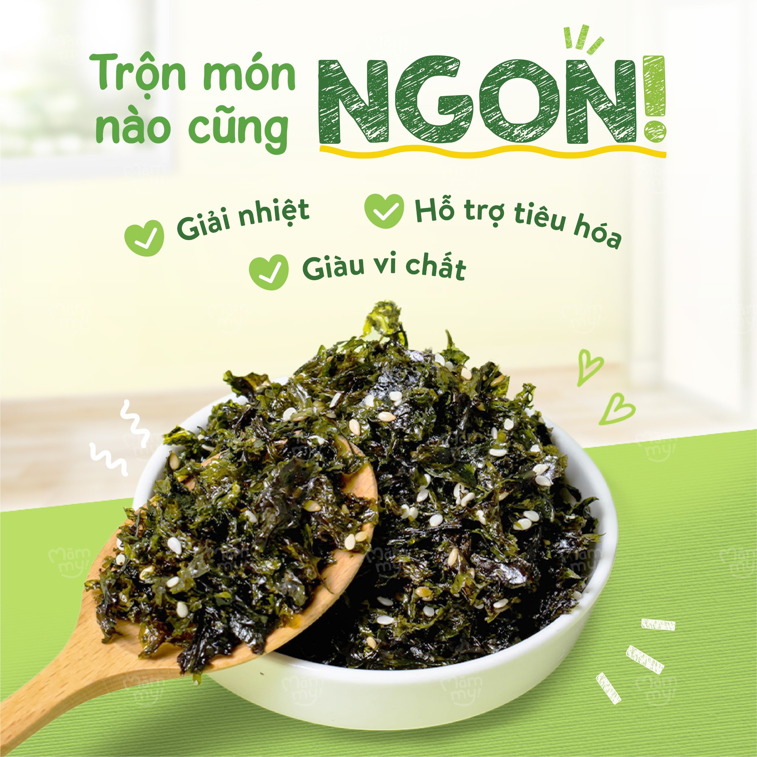 Rong biển rắc cơm Mămmy ít mặn, không tanh, tăng hương vị cho bé, phù hợp cho bé 6 tháng tuổi