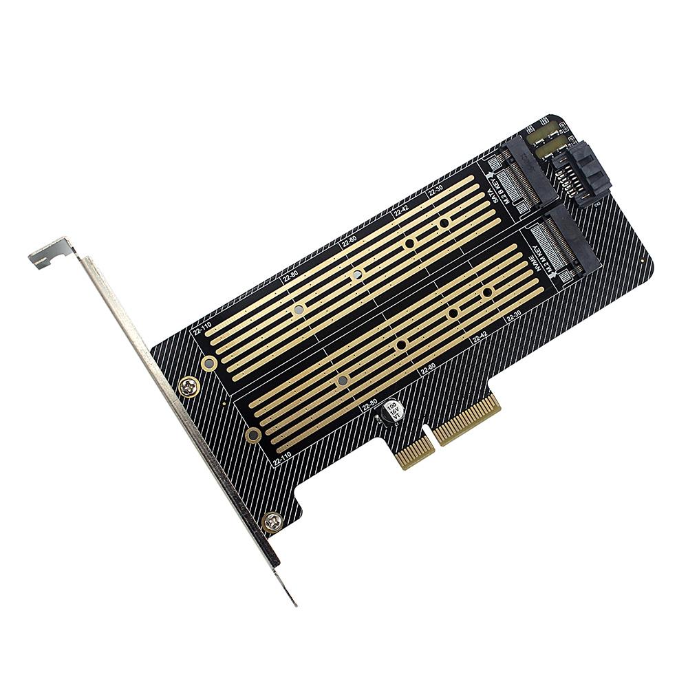 M.2 NVME/NGFF to PCI-E X4 Expansion Card SSD Adapter Card with M.2 M-key B-key Interfaces Support PCI-E/SATA Protocol