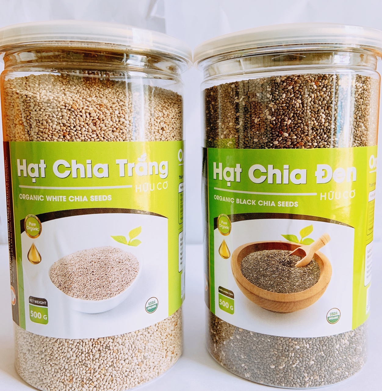 (COMBO 2 HŨ) 500G HẠT CHIA ĐEN VÀ 500G HẠT CHIA TRẮNG HỮU CƠ ORGANIC CHIA