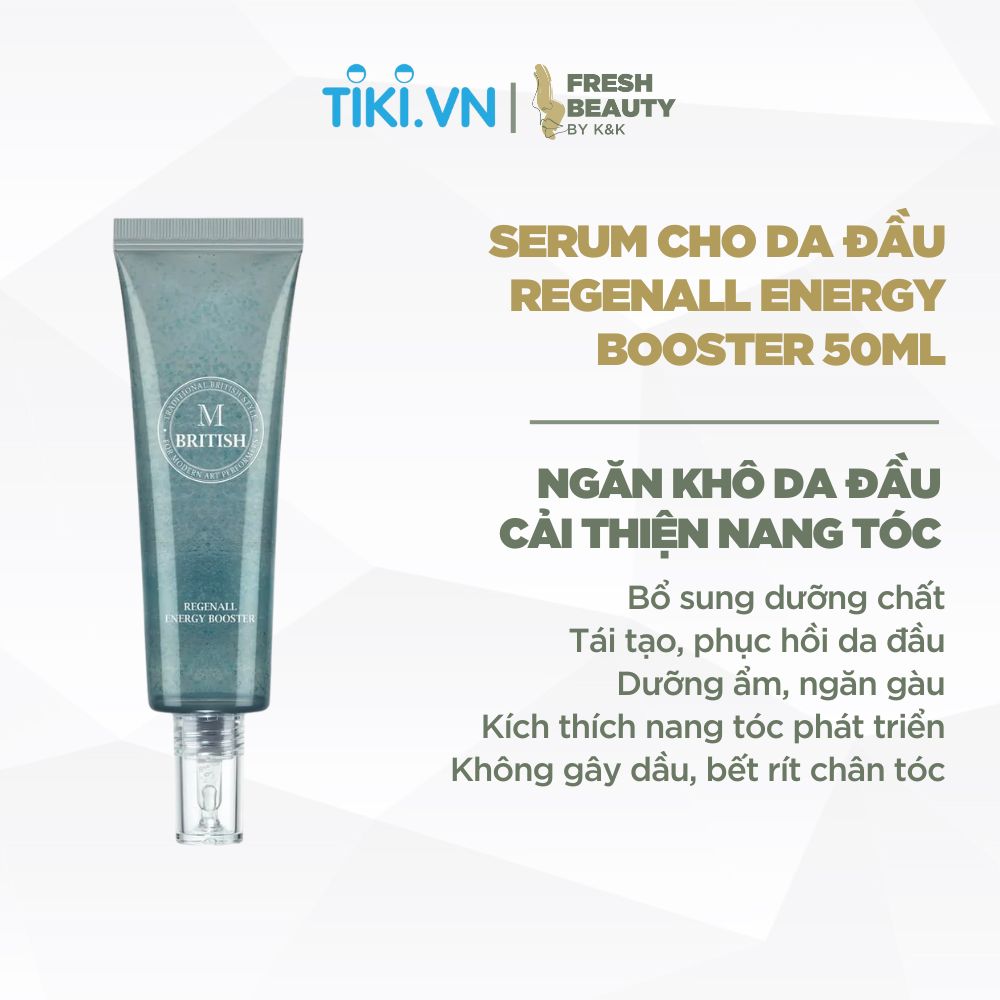 Serum dưỡng da đầu khỏe mạnh, hỗ trợ ngăn rụng tóc, phục hồi tóc khô yếu BRITISH M Regenall Energy Booster 50ml